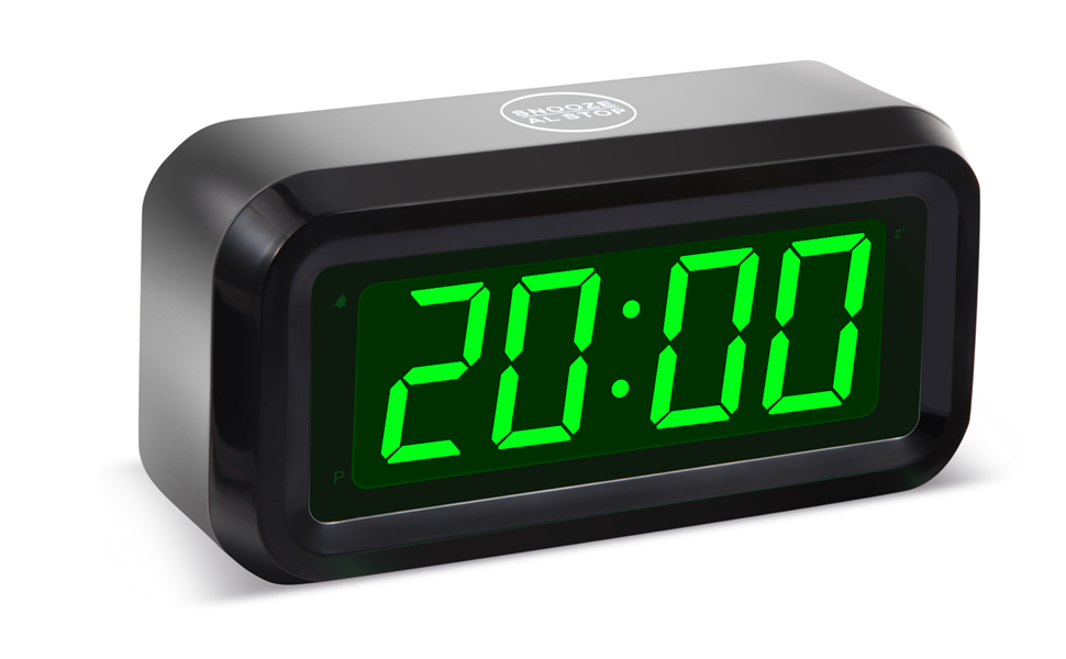 Цифровий годинник-будильник Timegyro з LED-дисплеєм, портативний для подорожей, настільний, з регулюванням яскравості, великий LED-дисплей 1.2' для спальні, вітальні, чорно-зелений