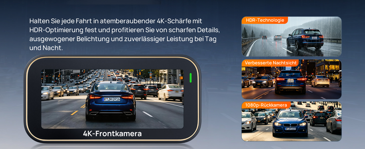 Автомобільний відеореєстратор 70mai A810 Lite 4K з Wi-Fi 6, передня та задня камери, чорний (Carbon Black)