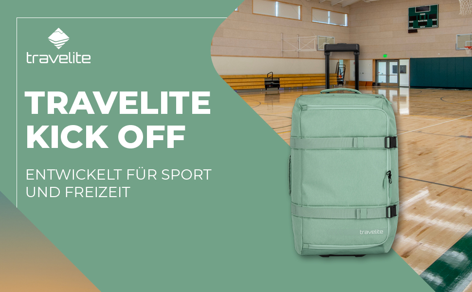 Середня дорожня сумка на колесах Travelite Kick Off 68 см, 65 л, для подорожей та спорту, салатова