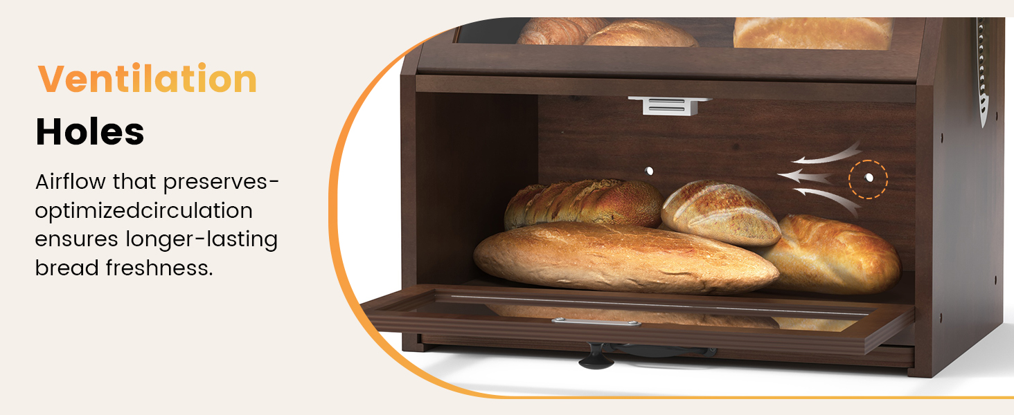 YOUDENOVA Бак для хліба з бамбука Eco, з дощечкою для нарізання, 39x26x32,5 см, коричневий