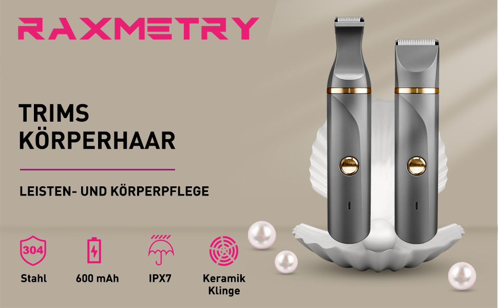 Електричний жіночий тример 2 в 1 Intimrasierer для бікіні та під пазухи, з керамічними лезами, водонепроникний (сірий, золотий)