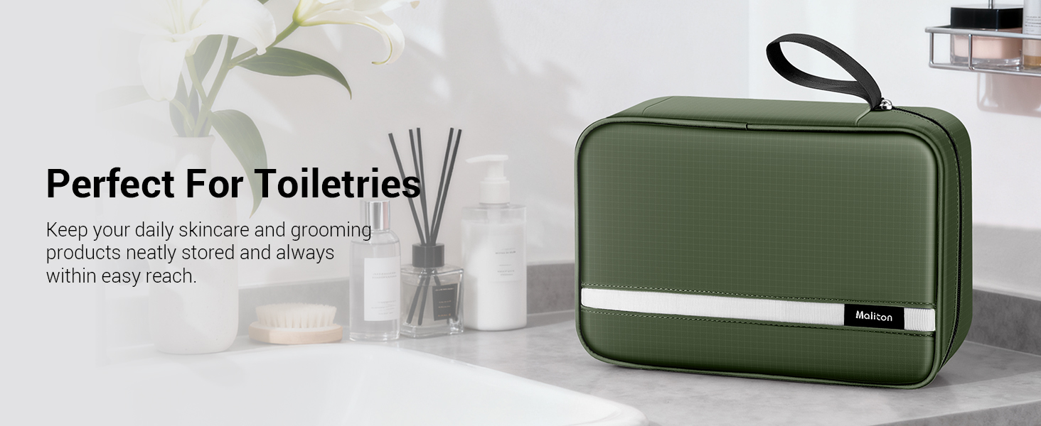 Сумка для туалетних речей Maliton: велика, водонепроникна, з 4 відділеннями | Косметичка для подорожей, спорту, плавання | Складана, компактна (Qlive-green)