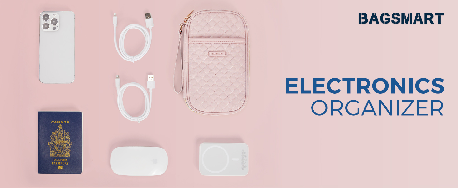 Органайзер для кабелів Bagsmart: кейс для електронних аксесуарів, подорожі, USB, зарядні пристрої, кабель для мобільного телефону, бежевий