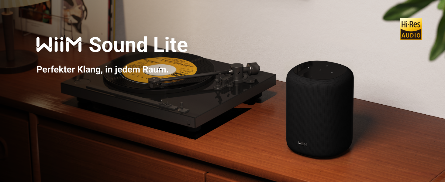 WiiM Sound Lite: Розумна колонка з Alexa, Wi-Fi 6E, Bluetooth 5.3, Hi-Res Audio (24-bit/192kHz), AI RoomFit, 100W, чорна