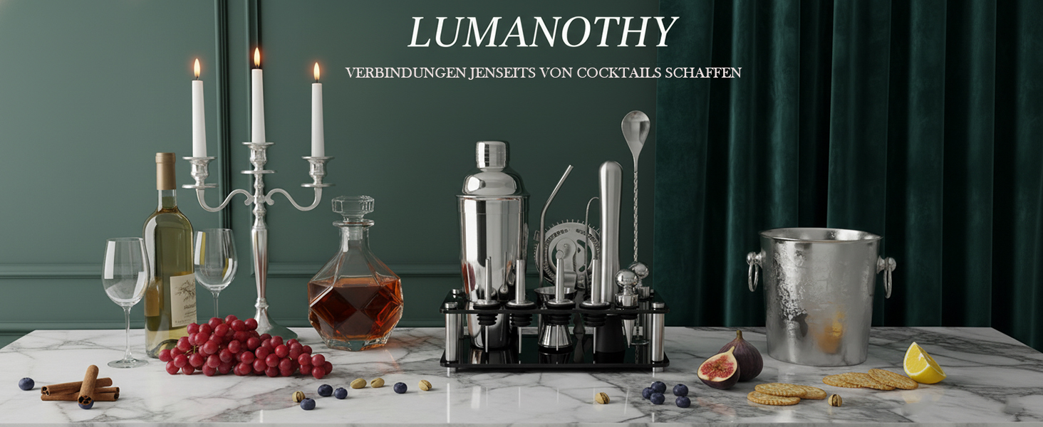 Набір для коктейлів 6 предметів з нержавіючої сталі, 750 мл, з аксесуарами та рецептами для дому, бару, вечірок (15 шт)