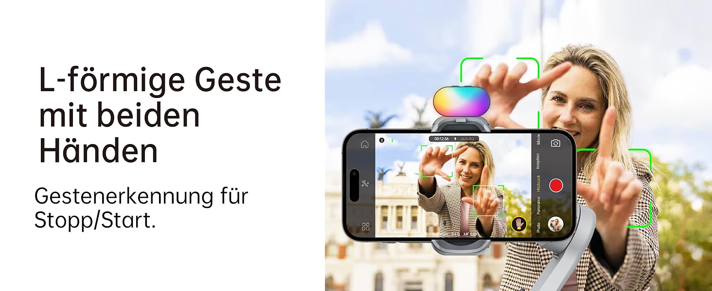 Стабілізатор для смартфона AOCHUAN 3-осьовий з RGB-підсвічуванням, для iPhone/Android, з функцією трекінгу обличчя, комплект Smart X Pro (Сірий)