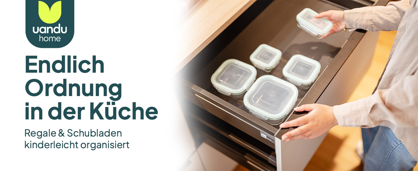 Набір скляних контейнерів Uandu з кришками 24 шт, Borosilicate glass, для зберігання їжі та Meal Prep, зелений колір