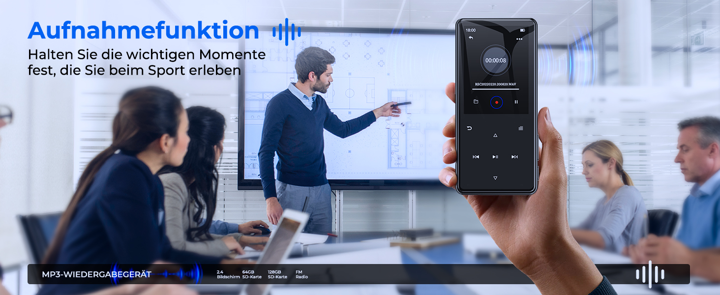 MP3 плеєр 64GB з Bluetooth 5.3 та екраном 2.4