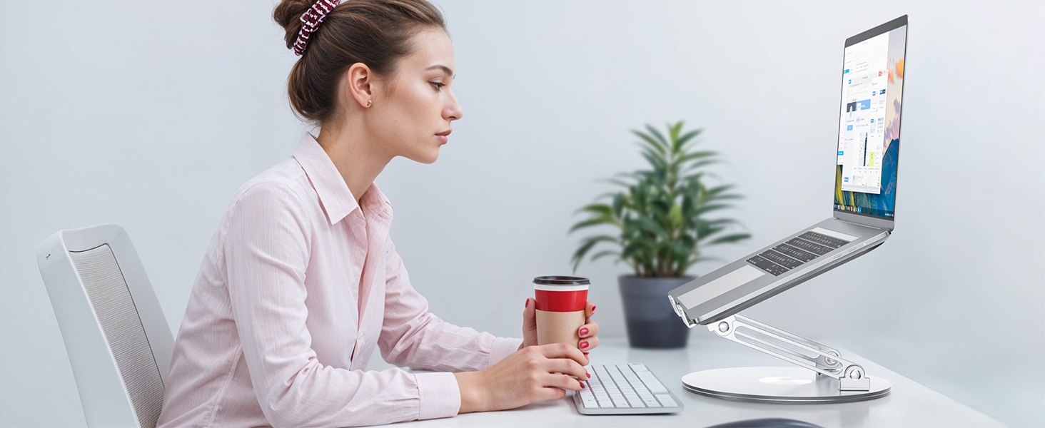 Підставка для ноутбука регульована по висоті, складана, ергономічна з вентиляцією та 360° поворотом, вертикальна, сумісна з MacBook, Dell, HP, 11-16'