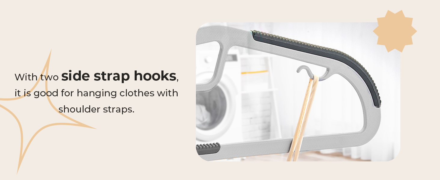 20 шт. Плечі для одягу HOUSE DAY з пластику - протиковзкі, для мокрого та сухого одягу, обертаються на 360°, міцні, сірі (з чорною гумовою смугою)