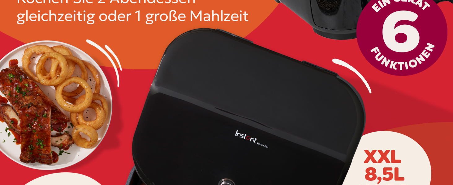 Фритюрниця електрична Instant VersaZone XXL 8.5л з двома камерами - аерофритюрниця, духовка, гриль, сушка, розігрів (чорна)