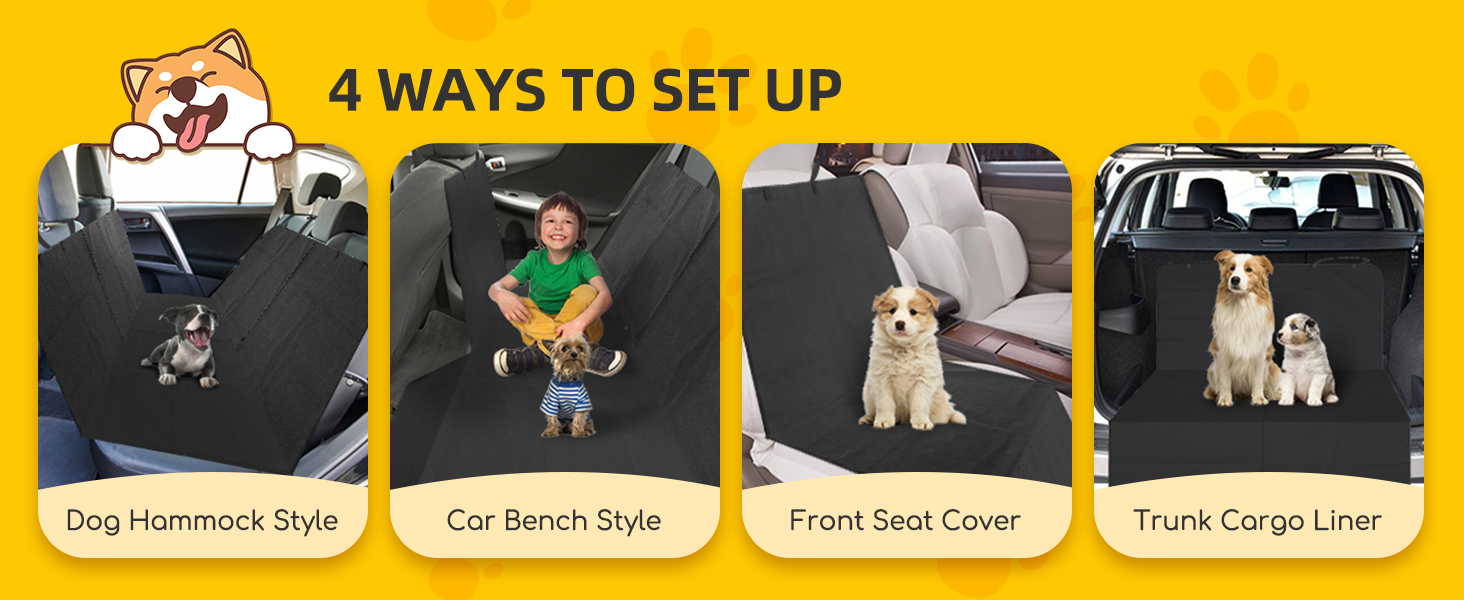 Захисний чохол для автокрісла для собак Nobleza, водонепроникний, 147x145 см, чорний