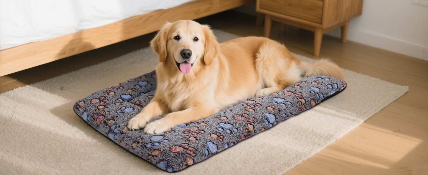 Ортопедичний лежак для собак BVAGSS, миючий килимок, плюшеве ліжко для собак. М'який та теплий лежак для собак маленьких, середніх та великих порід, неслизьке дно. Розмір 60x45 см, колір Кофе Paw. Модель XH083