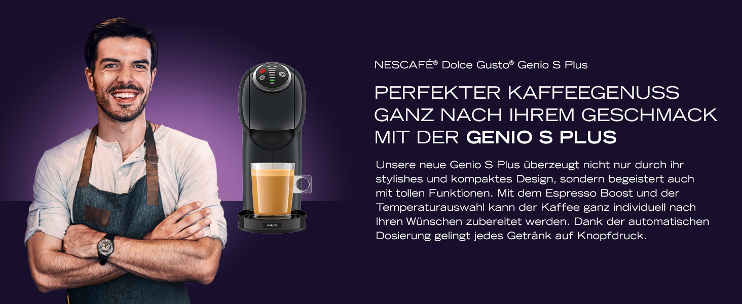 NESCAFÉ DOLCE GUSTO GENIO S PLUS by KRUPS cosmic grey automatic coffee capsule machine, capsule machine KP340B, Cosmic Grey Grey