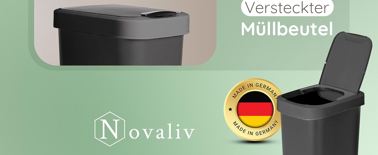Сміттєвий кошик Novaliv 25Л з подвійною кришкою 2в1 (відкидна та гойвіюча), антизапальний пластиковий контейнер для кухні, дому та офісу