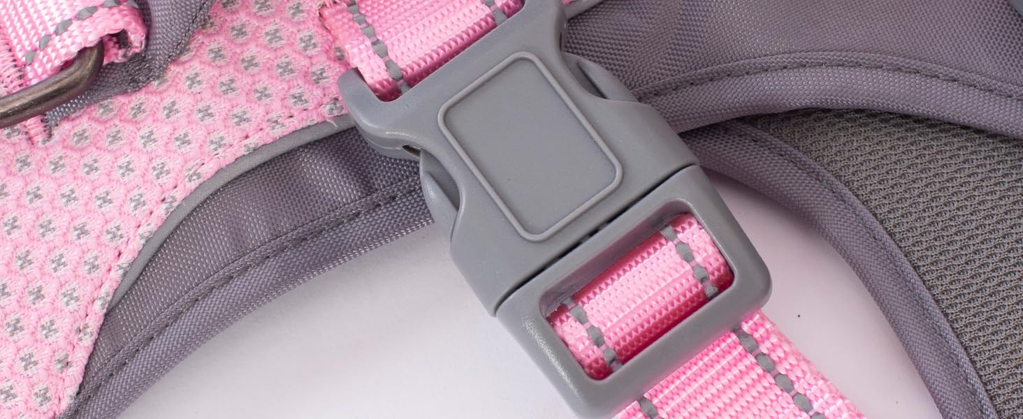 Безпечний нашийник для собак Huntboo: анти-втеча, для паніки, з ручкою, регульований (M, рожевий)