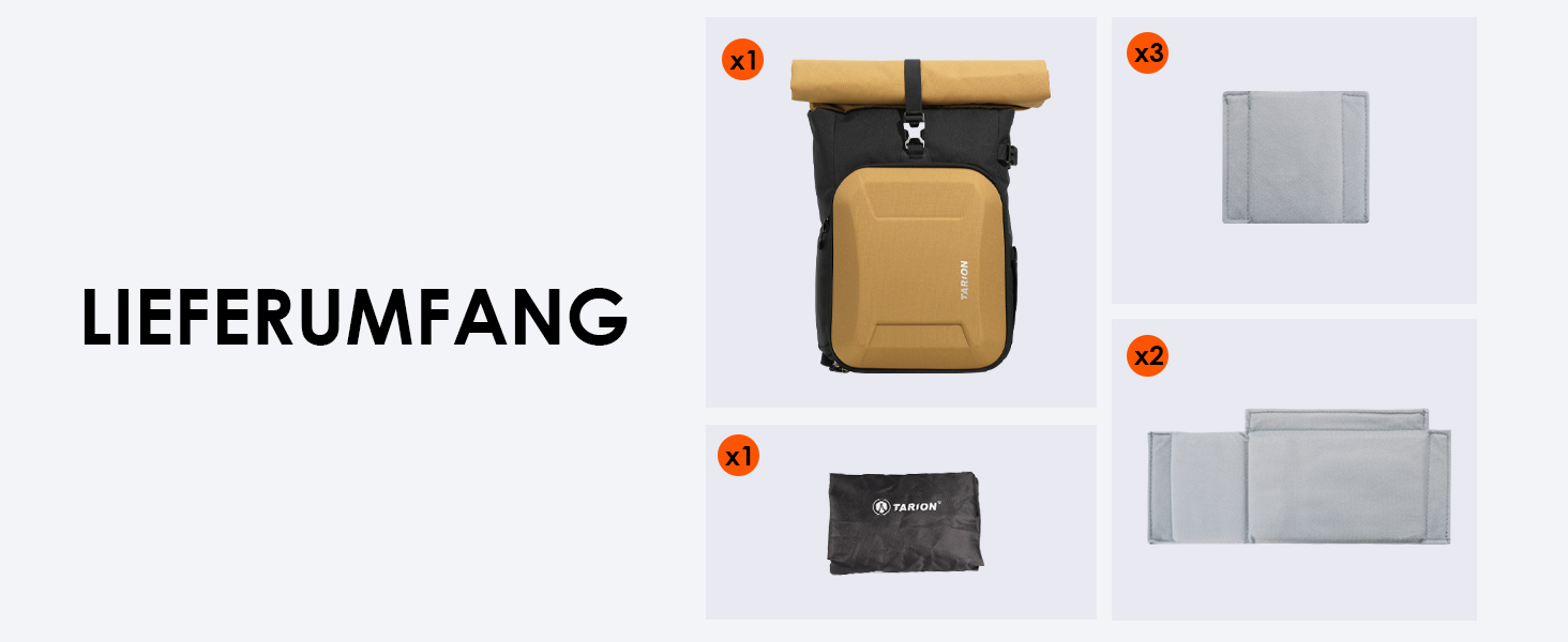 Рюкзак для камери TARION Rolltop: професійний фоторюкзак з жорсткою оболонкою, відділенням для 16-дюймового ноутбука, сумісний з DSLR/SLR камерами, об'єктивами та штативом, колір золотий