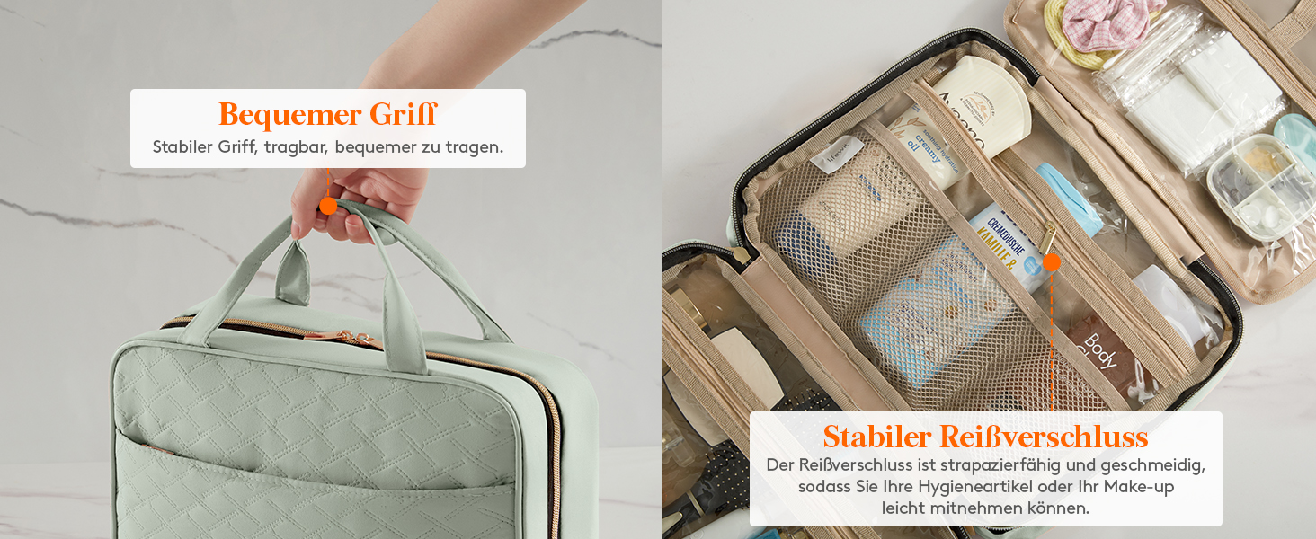 Чохол для туалетних аксесуарів Lifewit для подорожей, великий органайзер для косметики з гачком, прозорий, м'ятно-зелений (L)