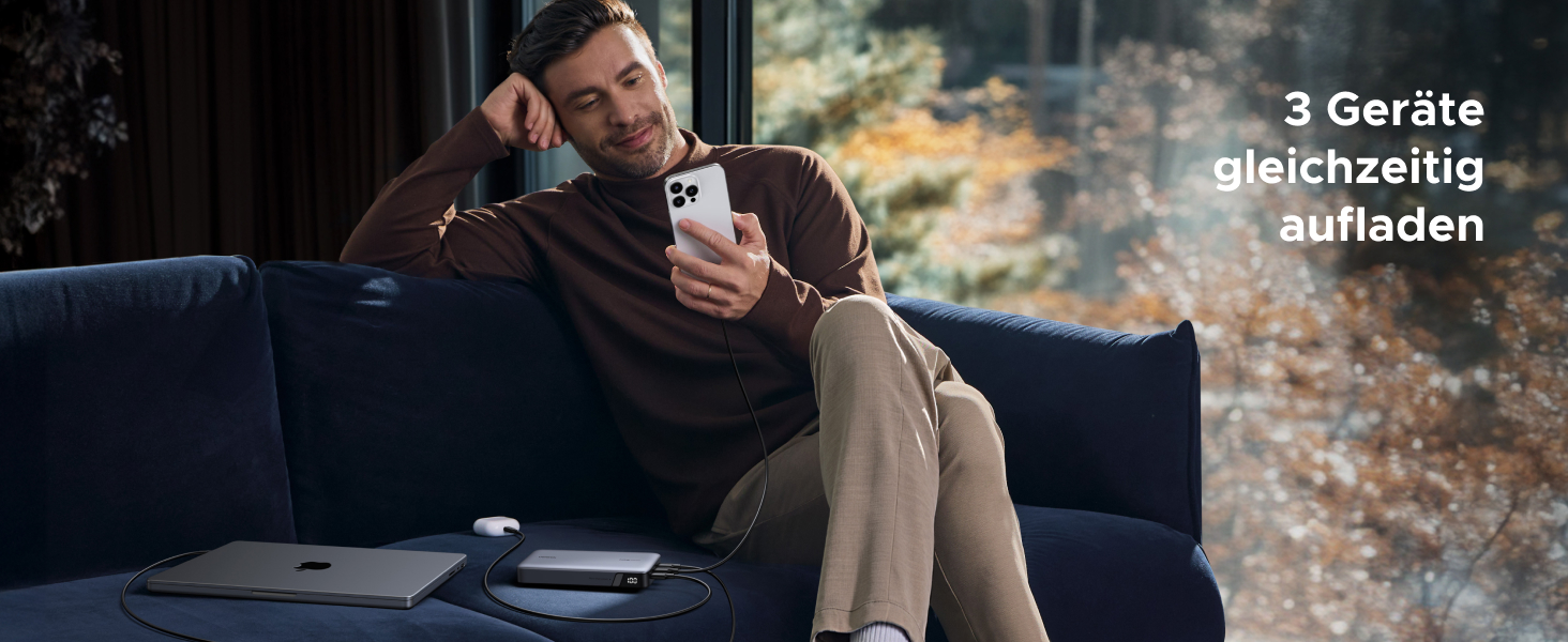 Power Bank UGREEN Nexode 145W 25000mAh з 3 USB-C портами та цифровим дисплеєм. Сумісний з MacBook, iPhone, Galaxy, Dell