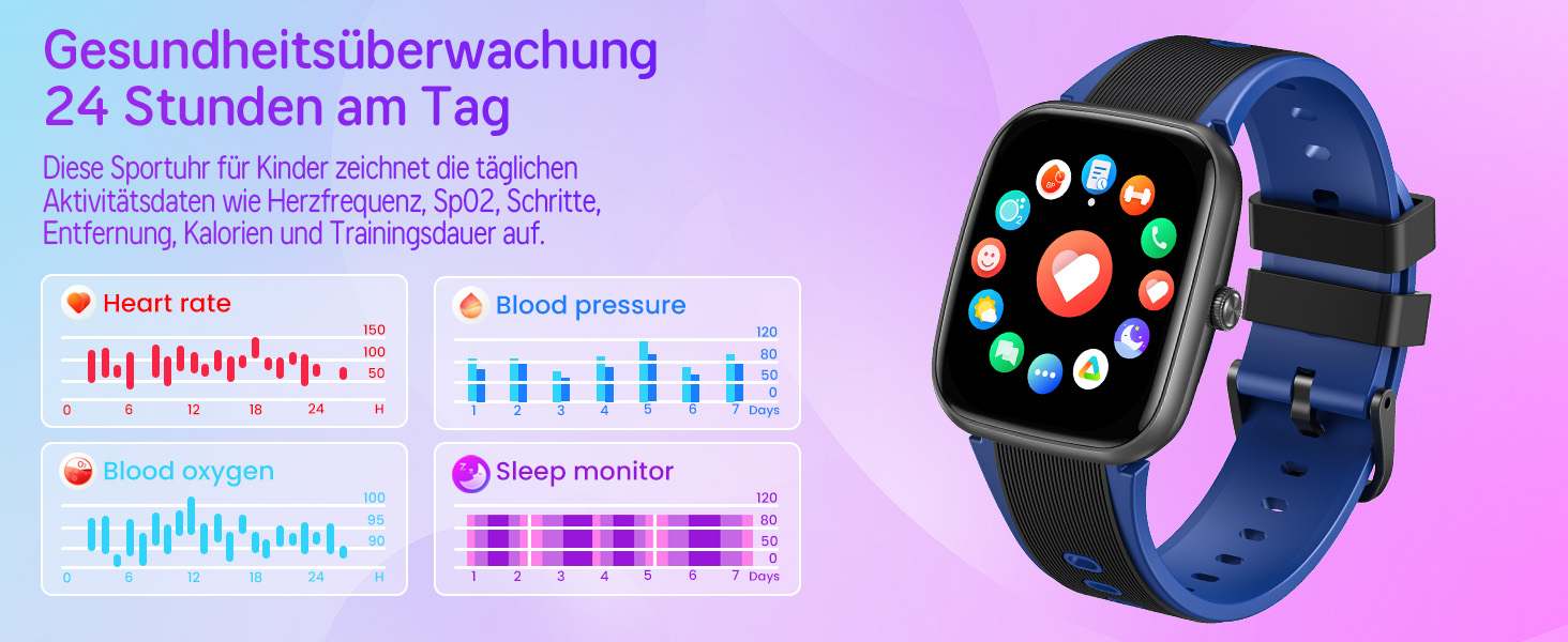 Дитячий розумний годинник Smartwatch Kinder з водозахистом та фітнес-трекером. 1,75