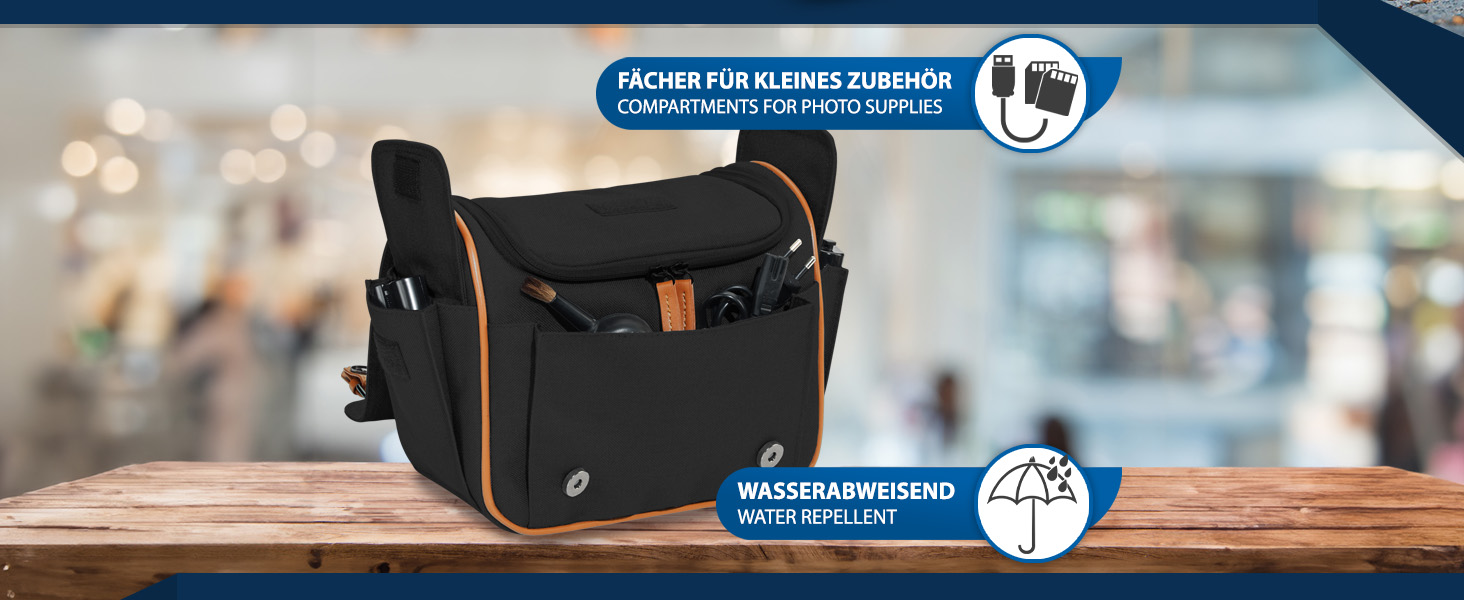 Сумка для камери PEDEA 'Vintage' з захисною плівкою для дисплея, чорна, XL (Canon, Nikon, Pentax)