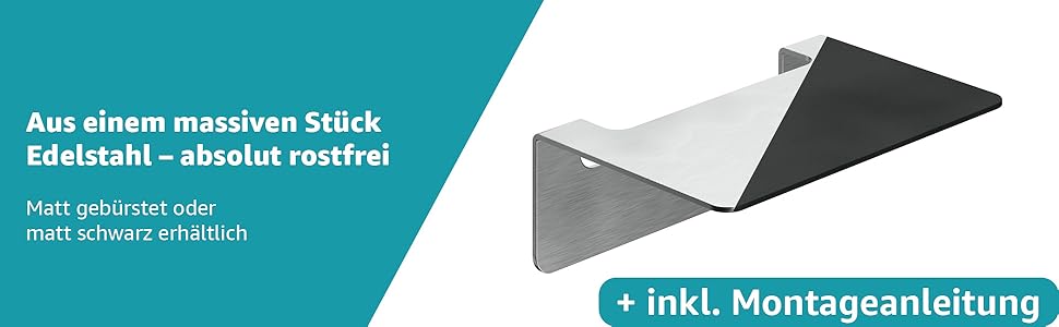 WEISSENSTEIN Badablage without Drilling from Stainless Steel - Self-adhesive Shelf for the Bathroom - 14 x 9.5 x 5 cm
