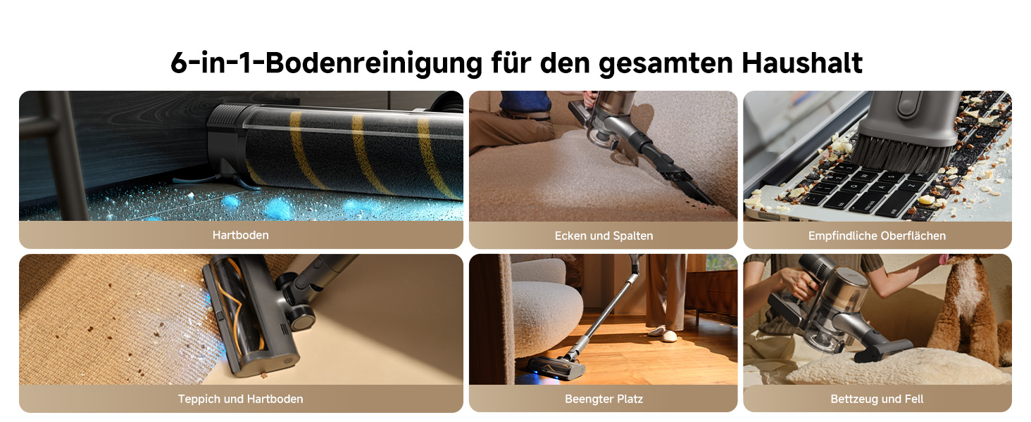 Бездротовий пилосос Dreame, 190AW, 90 хв роботи, датчик бруду, LED-дисплей, синій LED, без заплутування, для дому, шерсть тварин, килими (R30)