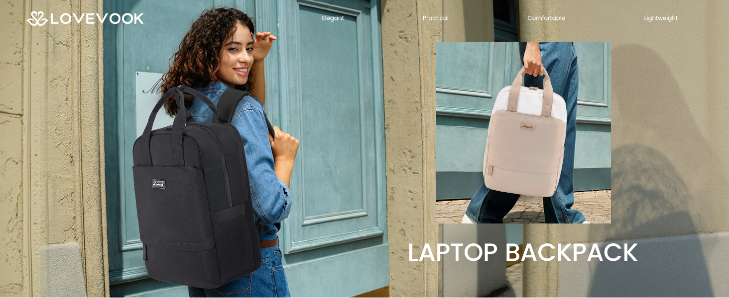 LOVEVOOK Рюкзак для ноутбука, 15.6 дюймів, жіночий, для школи/університету, подорожей, чорний