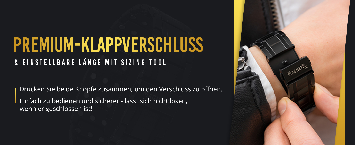 Браслет-магнітотерапія MagnetRX® Titan для чоловіків з трійною силою – титановий магнітний браслет – регульований браслет для чоловіків – магнітний браслет для чоловіків з високоякісною застібкою (чорний)