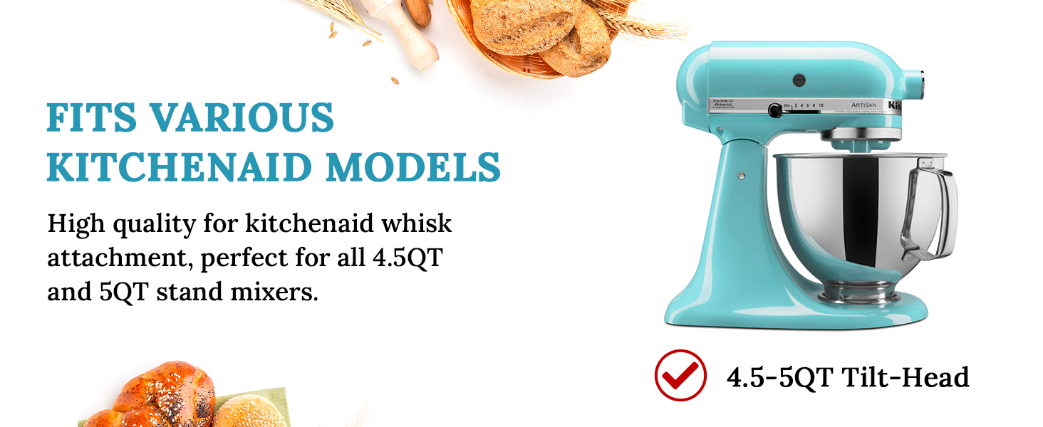 Гак для замішування тіста з нержавіючої сталі для міксерів KitchenAid 4,5–5 л, насадка для планетарних міксерів, підходить для моделі з відкидною головкою, можна мити в посудомийці, аксесуар для кухонної техніки
