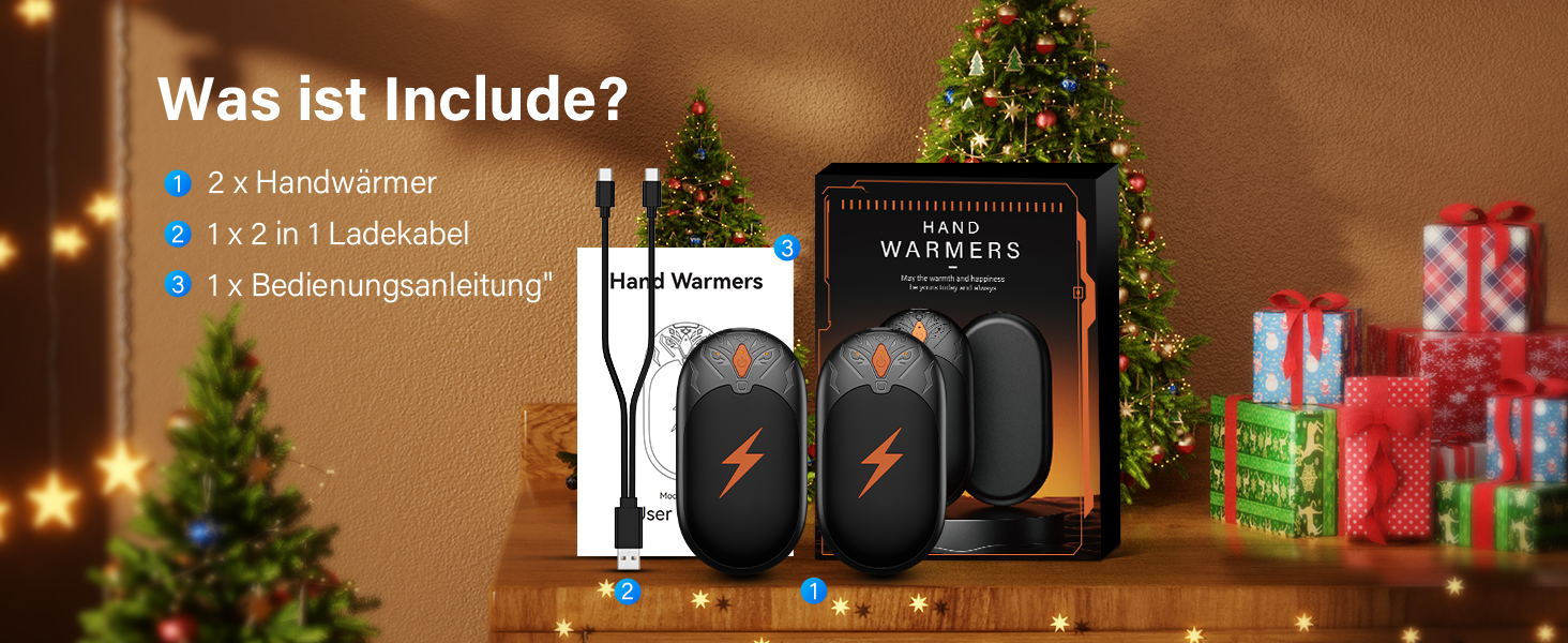 Електричні грілки для рук 2 шт. - ультралегкі, перезаряджаються, з 3 режимами нагріву, до 24 годин роботи, USB, для активного відпочинку взимку, чорні, з магнітом