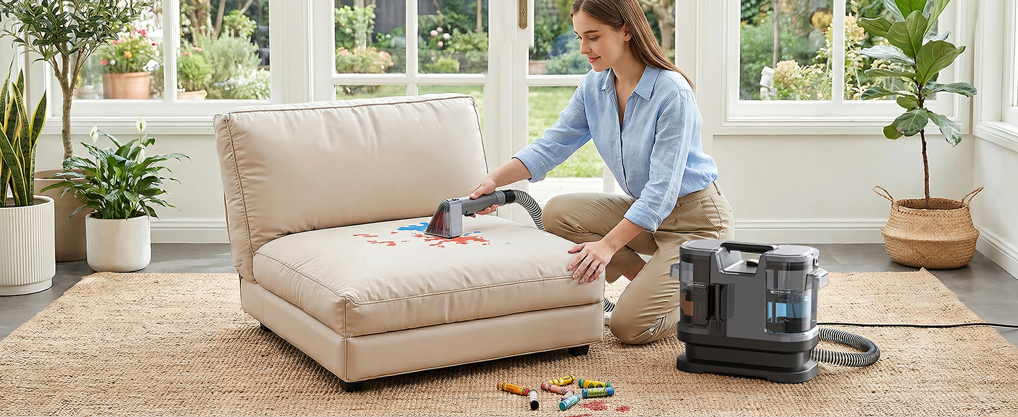 Lubluelu Пылесос для чищення мягкой мебели и ковров, 600 Вт - 18 кПа, портативный, с самоочисткой и длинным шлангом для ковров, диванов и салона автомобиля, серый