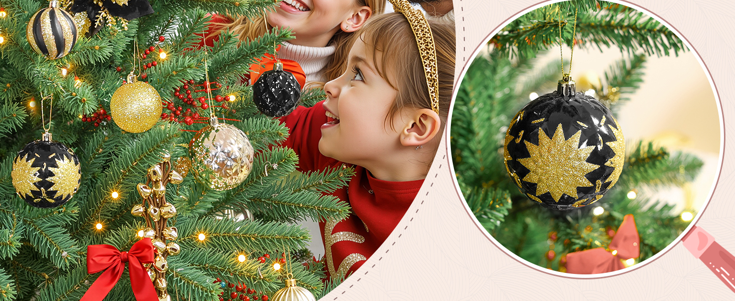 Набір прикрас для ялинки Alupssuc 128 шт. - ялинкові кулі, квіти, орнаменти, червоно-золотий, для свят, вечірок, з гачками