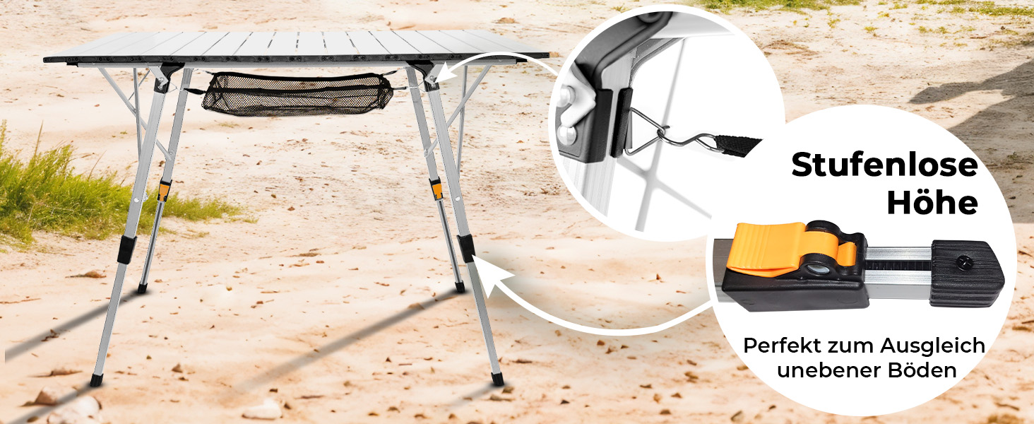Складаний туристичний столик з регулюванням висоти до 69,5 см, алюміній, для кемпінгу, балкону, 2 особи, легкий, з сумкою