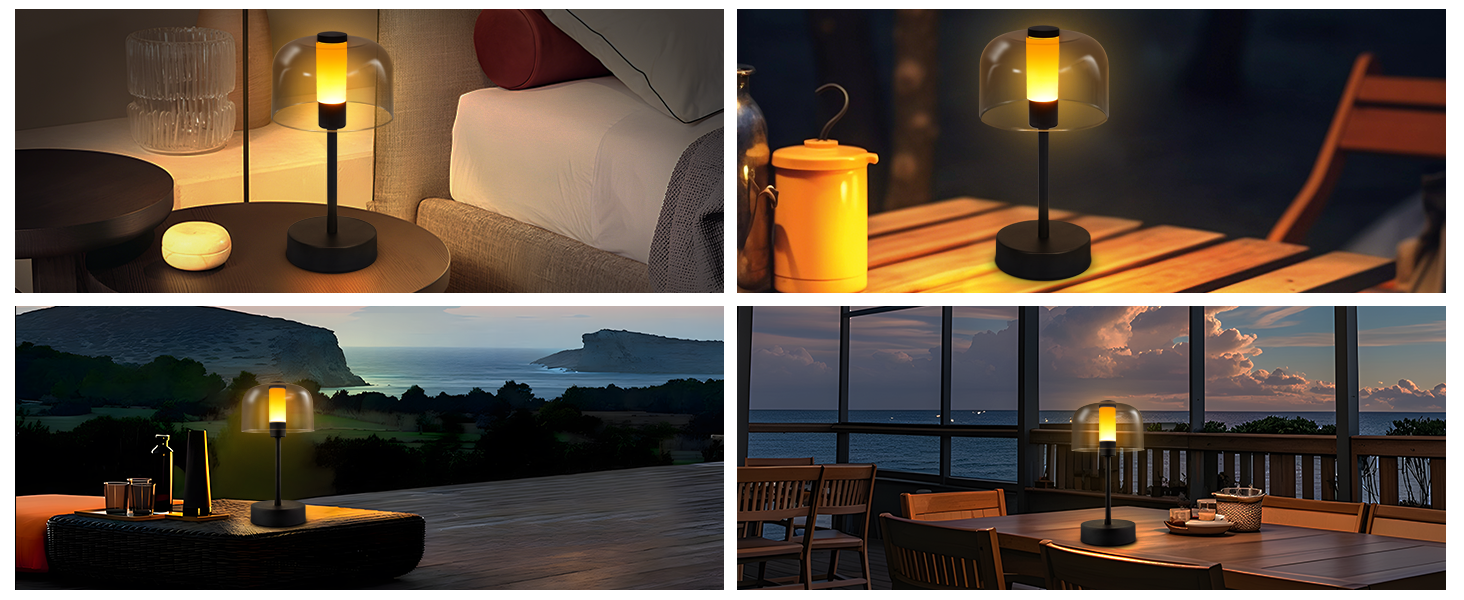 LED настільна лампа Homefire з акумулятором, диммуванням та USB-C зарядкою. Чорна металева лампа з акрилом, сенсорне керування, 1800K-6500K, з функцією пам'яті для дому