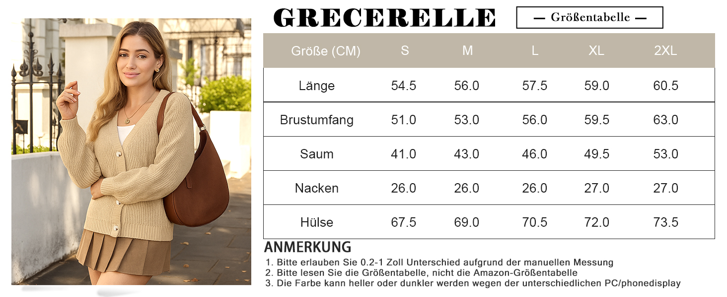 Жіночий в'язаний кардиган GRECEREE з V-подібним вирізом та ґудзиками, з кишенями (червоний, M)