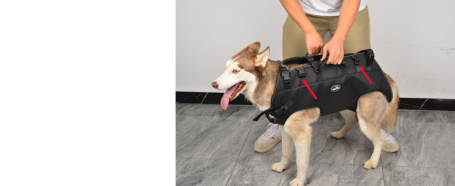 Сумка-переноска для собак великих порід Wakytu: переноска-рюкзак для собак з проблемами суглобів, травмами, літніх собак. Максимальна вага 30-40 кг, чорна, 4XL