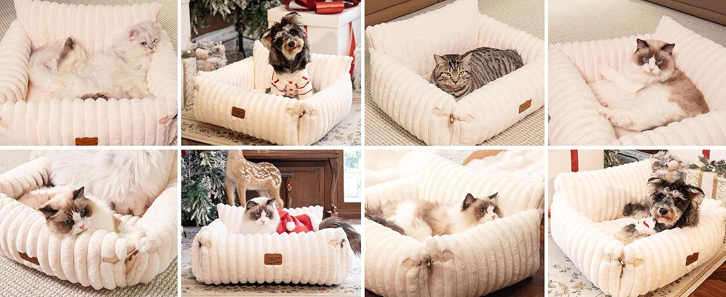 М'яке лежанка для котів та собак CheerPals – 63 x 55–66 см, знімний, миючий чохол, антиковзаюча підставка