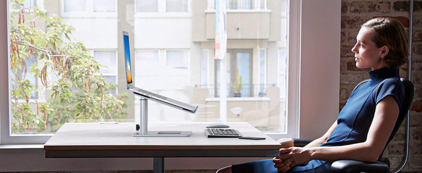 Підставка для ноутбука GOKEDA, ергономічна регульована, з алюмінієвого сплаву, сумісна з MacBook, Dell, HP, Lenovo, Samsung (11-17 дюймів), срібна