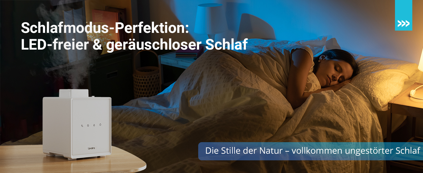 Зволожувач повітря для спальні та вітальні з верхнім заповненням, 3л, нержавіюча сталь, теплий туман, знищує 99,97% бактерій, з режимом сну, білий