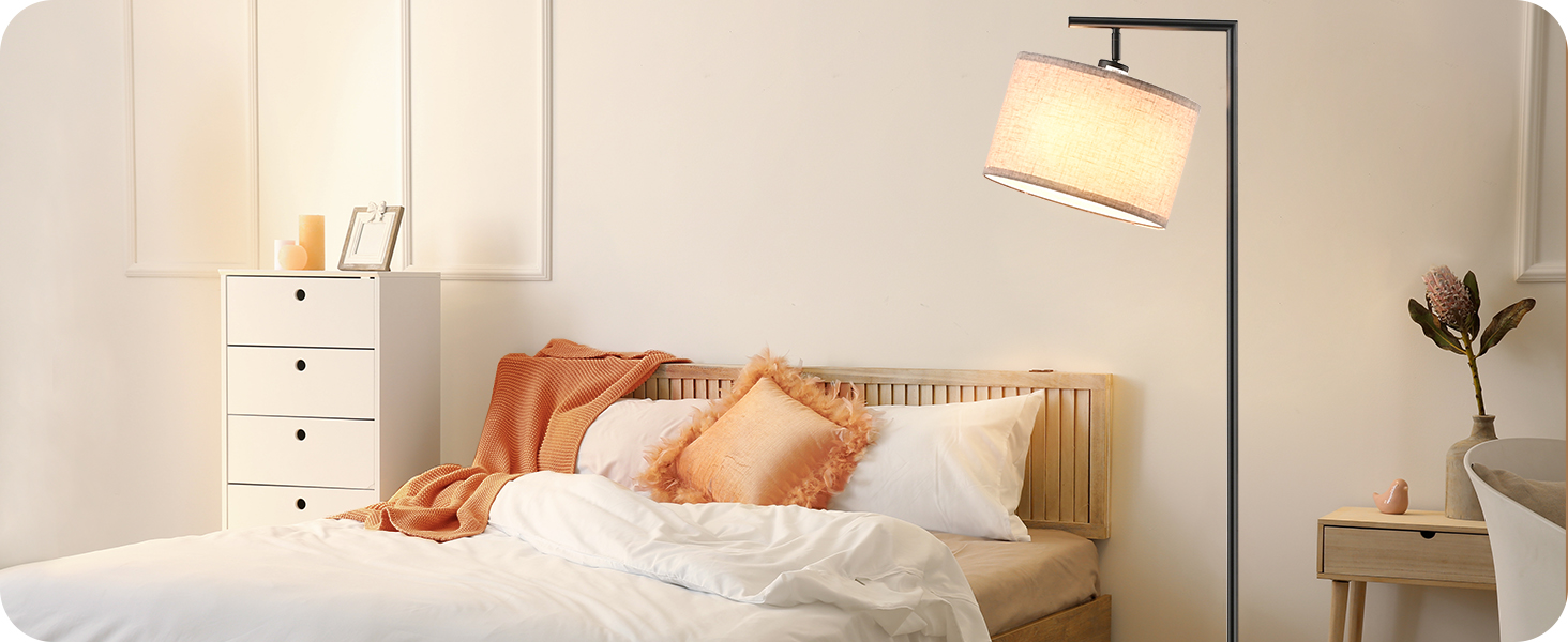 Стельова лампа EDISHINE для вітальні 160 см, аркова лампа сучасний дизайн з регульованим абажуром з льону, LED E27, чорний колір, для спальні, дитячої кімнати