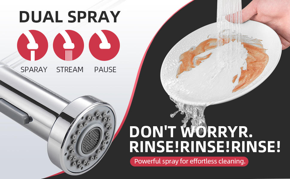 Змішувач для кухні Cobbe з висувним виливом, однорідний важіль, 2 режими розпилення, високий вилив (хром)