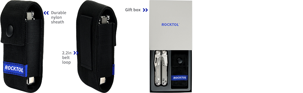 ROCKTOL Мультитул 19-в-1: мультиінструмент з титановим покриттям, фіксатором та чохлом, для чоловіків