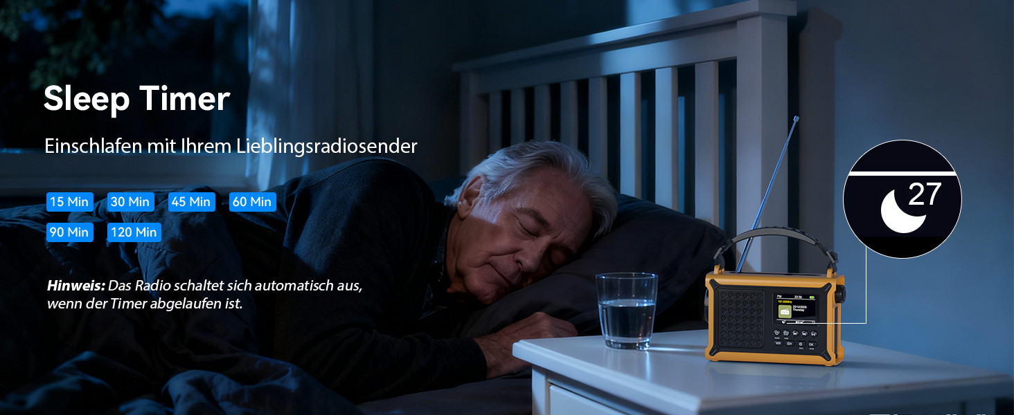 Радіоприймач Kurbelradio з DAB/DAB+/UKW, акумулятор 12000mAh, сонячна панель 8500mm², ручне радіо, Bluetooth 5.0, ліхтарик, для кемпінгу, зелений (жовтий)