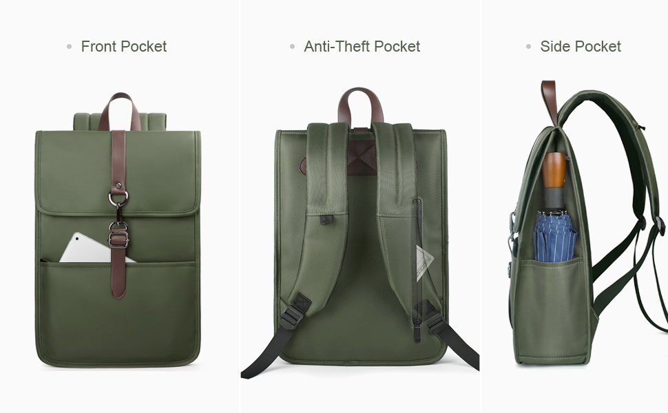 Рюкзак для ноутбука чоловічий/жіночий, з USB-портом, 15.6 дюймів, для подорожей, навчання, велосипеда (Зелений)