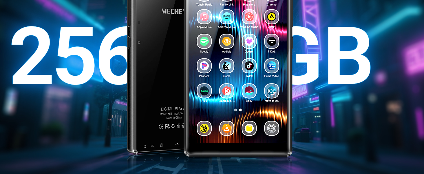 MP3 плеєр Mechen 256GB Bluetooth WiFi Android 13, 5.0