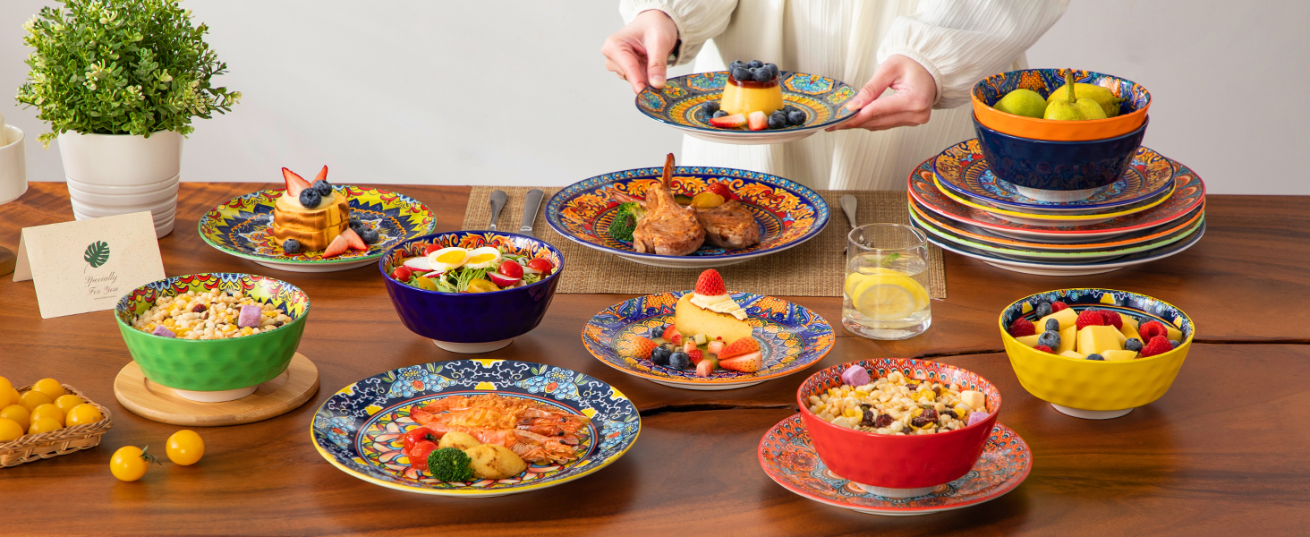 Набір посуду Porzellan vancasso 18 предметів (6 осіб) – тарілки, десертні тарілки, миски, серія KRVI