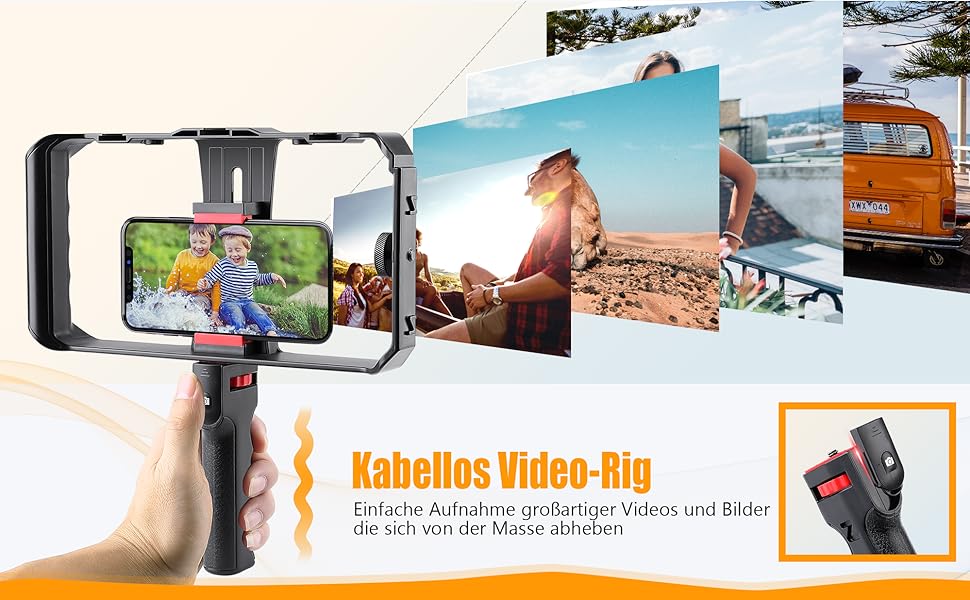 Стабілізатор Zeadio Tripel Zubehörschuh з ручкою для смартфона: для камер, екшн-камер та DSLR