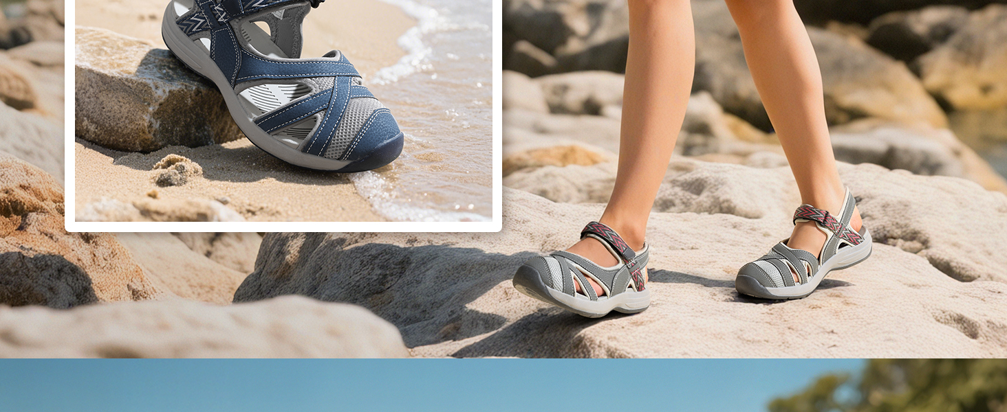 Жіночі сандалі Dream Pairs Outdoor для трекінгу та прогулянок, бежеві, 37 EU, з TPR підошвою та EVA устілкою