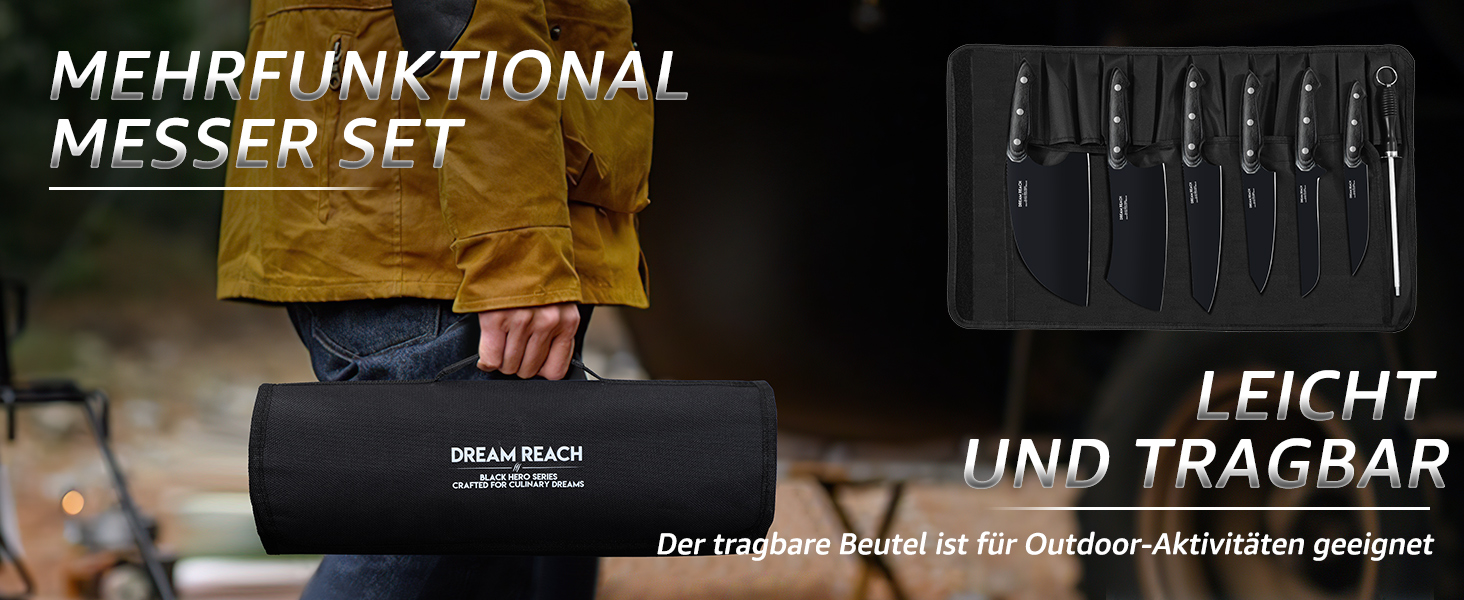 Набір кухонних ножів Dream Reach 6 шт. з точильним каменем, повний хвостовик, для кухні, BBQ, подарунок